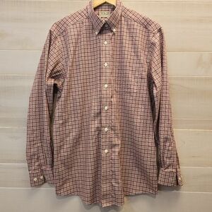 {M} L.L. Bean Men's Red Olive Green Plaid Shirt